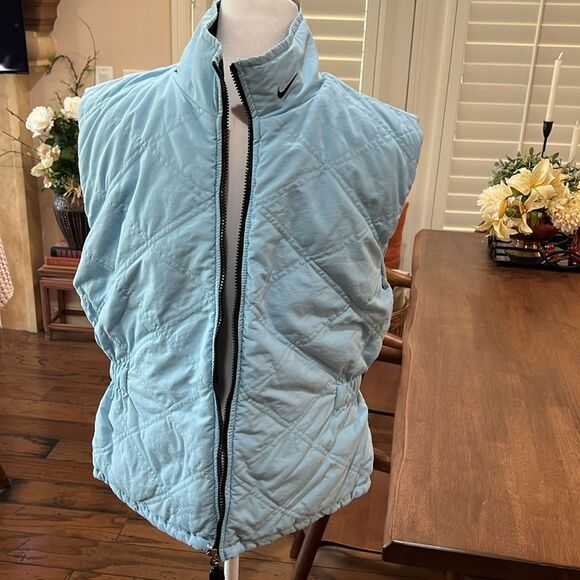 Vintage Y2K Nike Reversible Quilted Vest Light Blue Brown Black Medium Rare - Picture 6 of 15